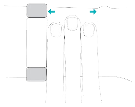 Illustration of the tracker on a wrist, with three fingers between the tracker and wrist bone